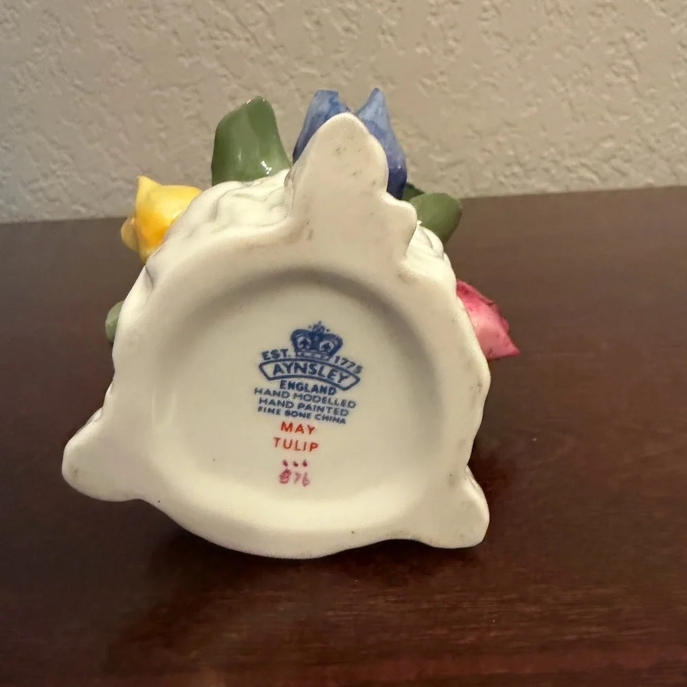 Vintage Aynsley England “May Tulip” Hand Molded Painted Bone China Figurine #876